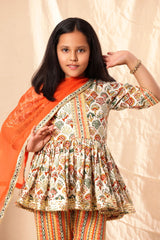 Printed Short Frock Suit with Sharara Set