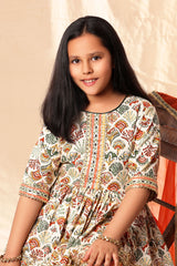 Printed Short Frock Suit with Sharara Set