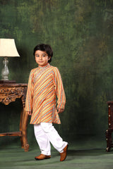 Linear Print Kurta and White Pyjama Set