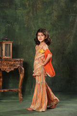 Embellished Printed Off-Shoulder Kurti with Sharara Set