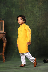 Mustard Kurta and White Pyjama Set