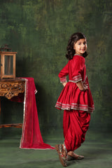 Mirror Lace work Peplum Top with Patiala Salwar Set