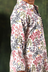 White Floral Print Kurta with Pyjama Set