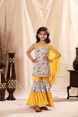 Embellished Floral Print Sharara Set