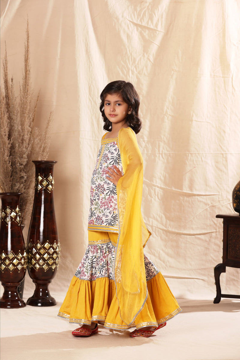 Embellished Floral Print Sharara Set