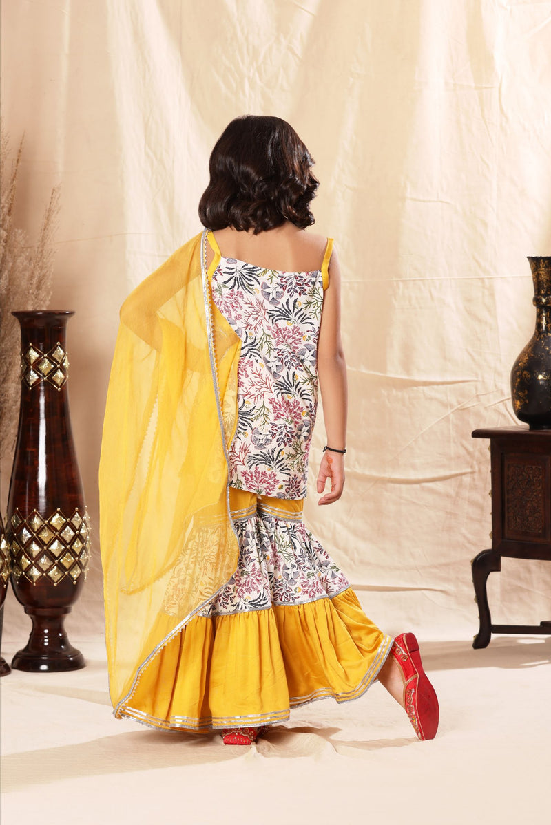 Embellished Floral Print Sharara Set