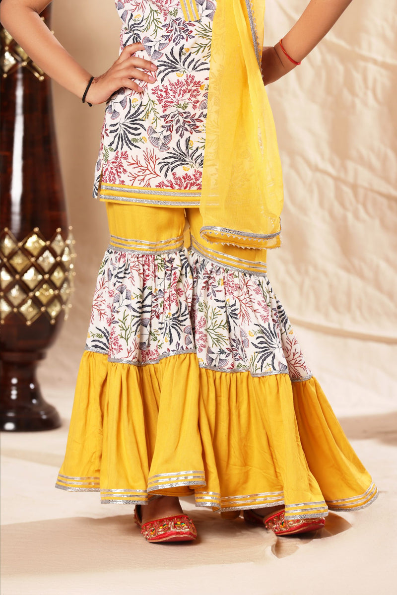 Embellished Floral Print Sharara Set